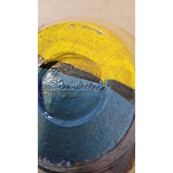 Handcrafted Native American Ceramic Bowl With Sun & Waves  10"W x 4" Tall - Picture 8 of 10